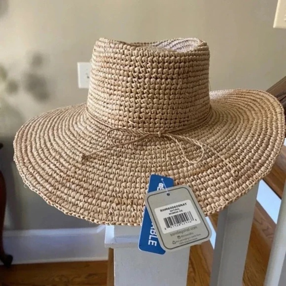 NWT Anthropologie  Sandiego Hat Company  Tan Raffia Boater Hat - Picture 2 of 5